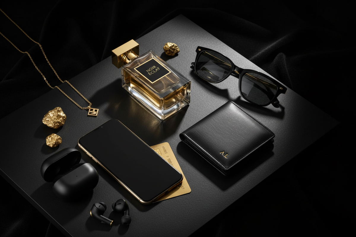 Dark lifestyle flat lay